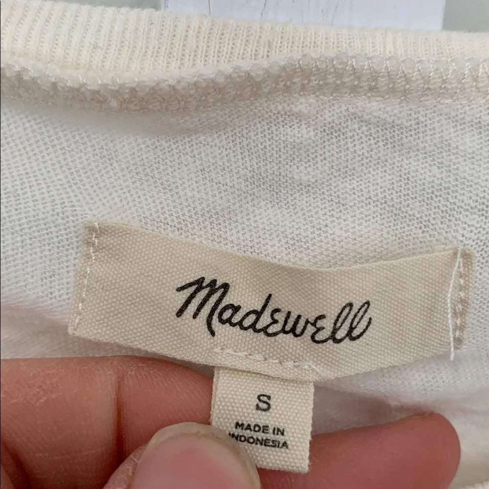 Madewell Beach Graphic White Short Sleeve Shirt Size Small - Picture 3 of 6